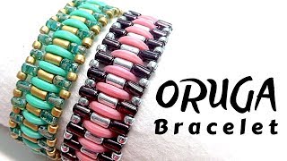 How to make Oruga Bracelet with crescent beads and Rulla - Easy DIY