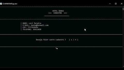 Testando menu de cadastro feito em python  SIMPLES