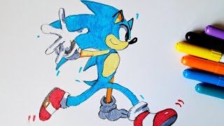 How to draw Sonic the Hedgehog running  !! #Sonic