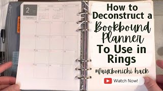 Deconstructing a book bound planner to work in an A5 rings Filofax | Fauxbonichi hack | How to do it