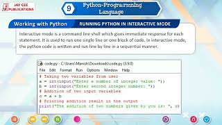 Ch 9 | Jay Cee | i tech computer | Class 6 | Python-Programming Language  | For children Details
