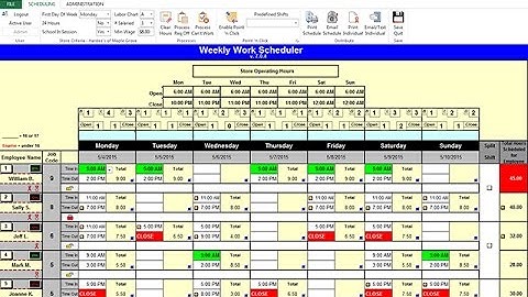 Weekly Work Scheduler version 7