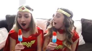 Wonder Woman Twins Lift Car / Joker Spiderman # Elsa Pink Spidergirl twins Anna Flying Superhero HD