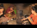 Nepali Village Food DHIDO and Potato curry Eating in the Family