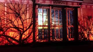 Christmas Laser projection on facade of Jurmala, Latvia&#39;s new concert hall.