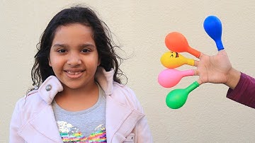 Keysha Bermain Mengisi Air Dalam Balon Daddy Finger Nursery Rhymes | Learn Colors With Balloons