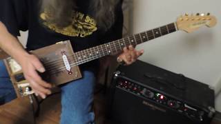 homemade cigar box guitar, delta blues in open d tuning demo for sale at the owl and the crow.