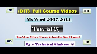 Micro soft word (MS word) 2007/2013 Tutorial 5 HD in pashto/urdu /hindi 2020 by technical shakoor screenshot 5