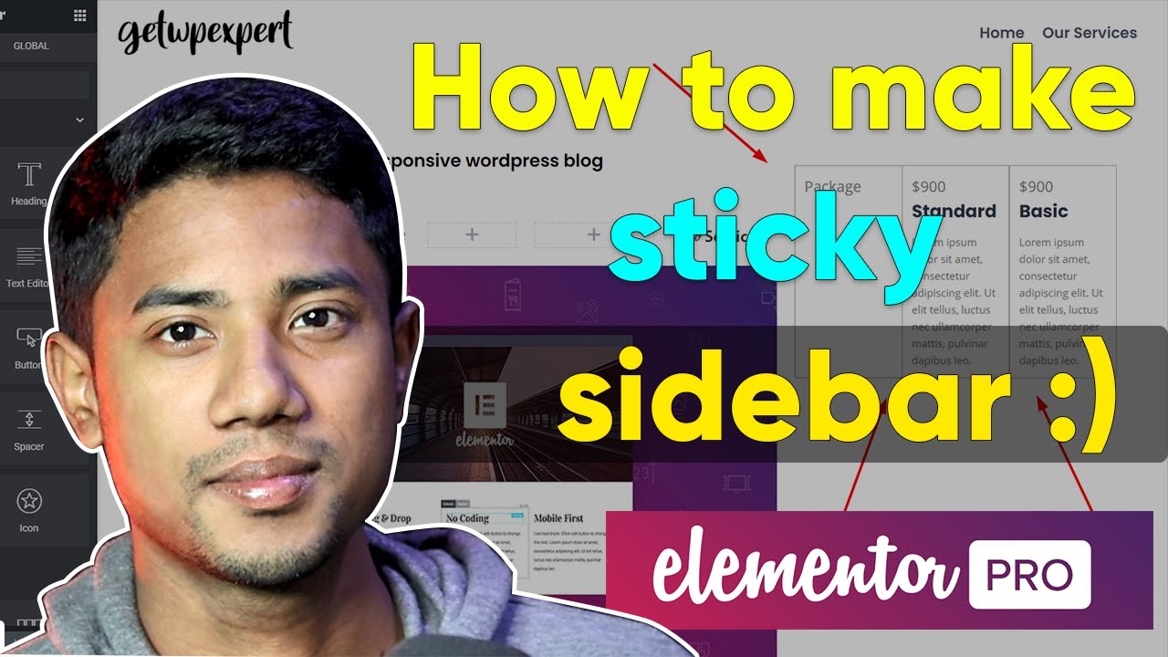 How to make sticky sidebar Using Elementor | Make anything sticky