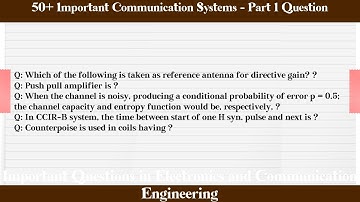 MCQ Questions Communication Systems - Part 1 with Answers