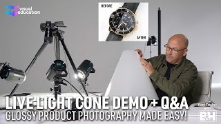Glossy Product Photography Made EASY! LIVE Light Cone Demo + Q&A by Visual Education 20,276 views 8 months ago 43 minutes