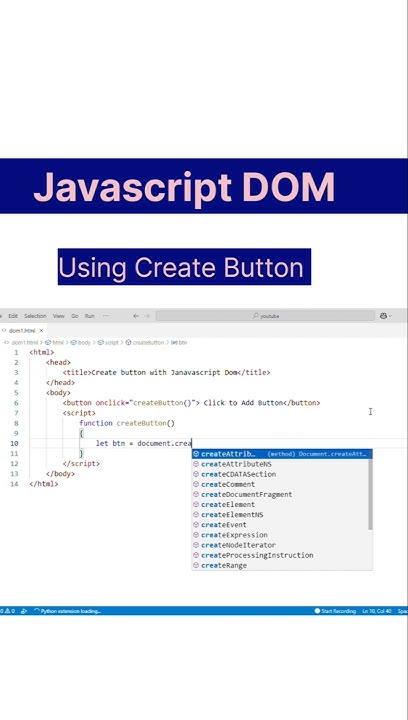 🔥 Create a Button Instantly with JavaScript DOM! | No HTML Needed 💻 # ...