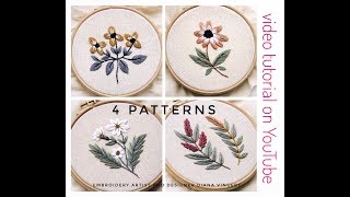 4 patterns for embroidery /beginner level /8 colors