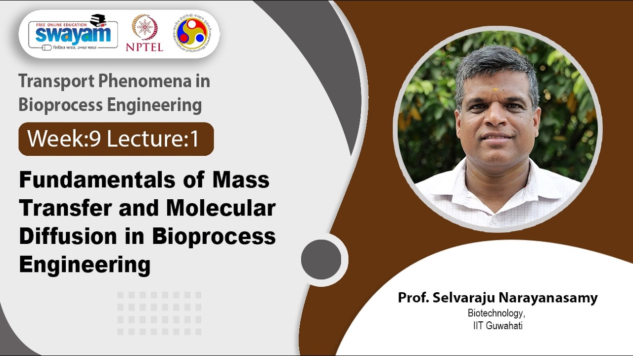 Lec 41: Fundamentals of Mass Transfer and Molecular Diffusion in Bioprocess Engineering