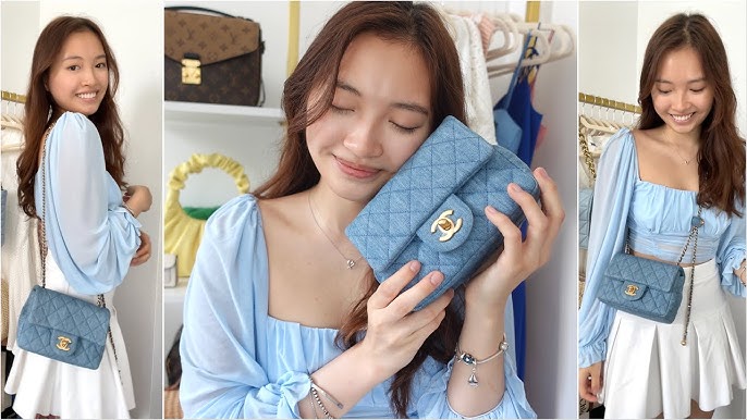 Chanel Blue Quilted Denim Pearl Crush Mini Flap Bag - Yoogi's Closet