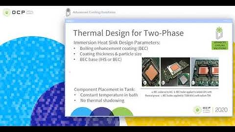 OCP 2020 Virtual Summit: Design Guidelines for Immersion-Cooled IT Equipment