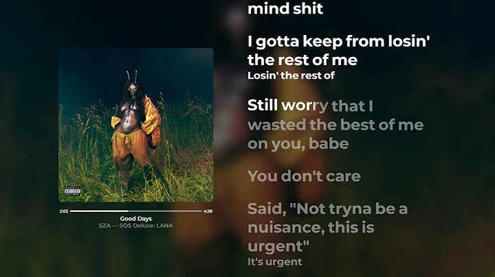 SZA - Good Days (Lyrics)