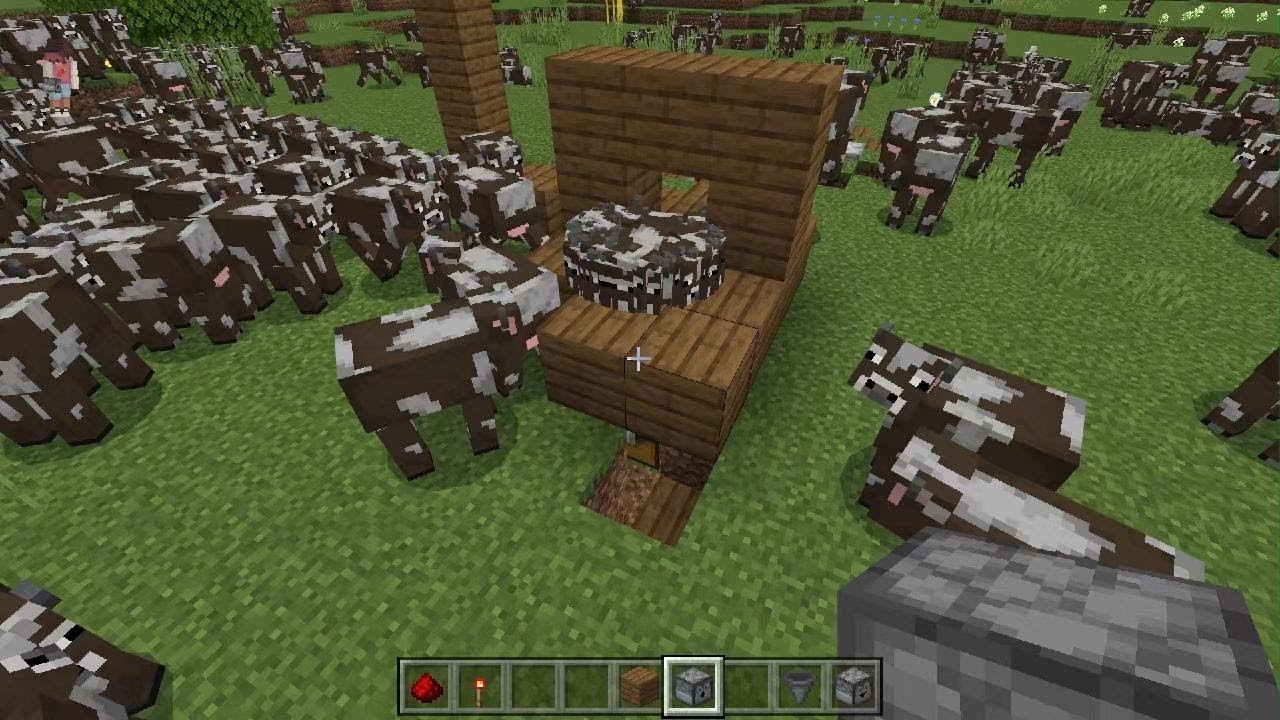 I invented a cow launcher (bedrock) YouTube