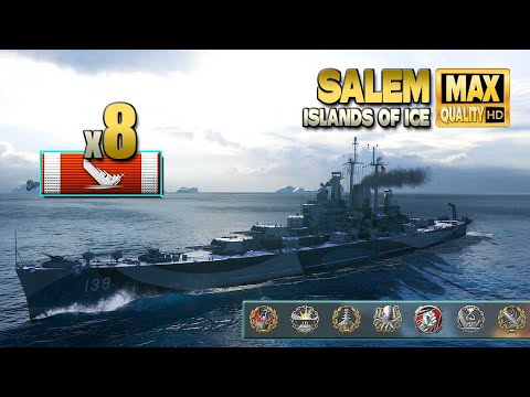Cruiser Salem: Excellent play on map &quot;Islands of Ice&quot; - World of Warships