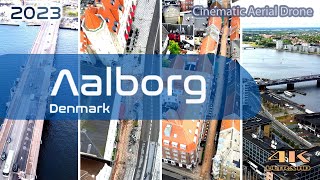 Aalborg From Above - 4K Aerial Drone - Jomfru Ane Gade - Limfjordsbroen - Waterfront - Denmark