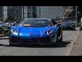 Supercars accelerating hard on track: Oakley Design Aventador, Murcielago SV, F40...