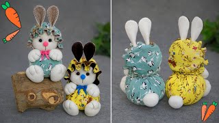 Без ВЫКРОЙКИ и ШВЕЙНОЙ машинки🪡Милые Зайки из Флиса и Ткани🐰Прекрасная Идея на ПАСХУ🪻