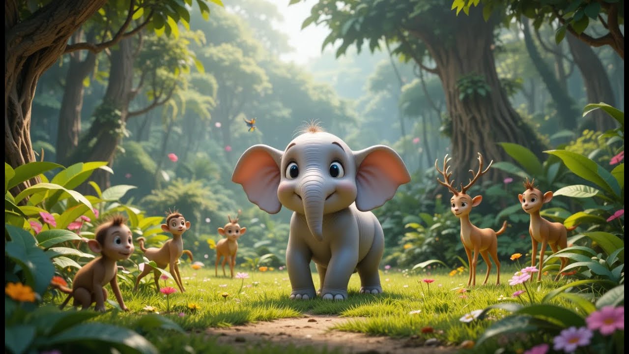 The Adventures of the Happy Elephant | Jungle Safari Nursery Rhyme for Kids
