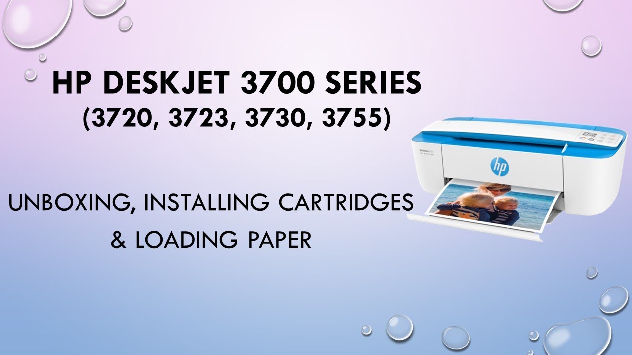 HP Deskjet 3723 3730 3755 Unboxing, cartridges loading paper - YouTube