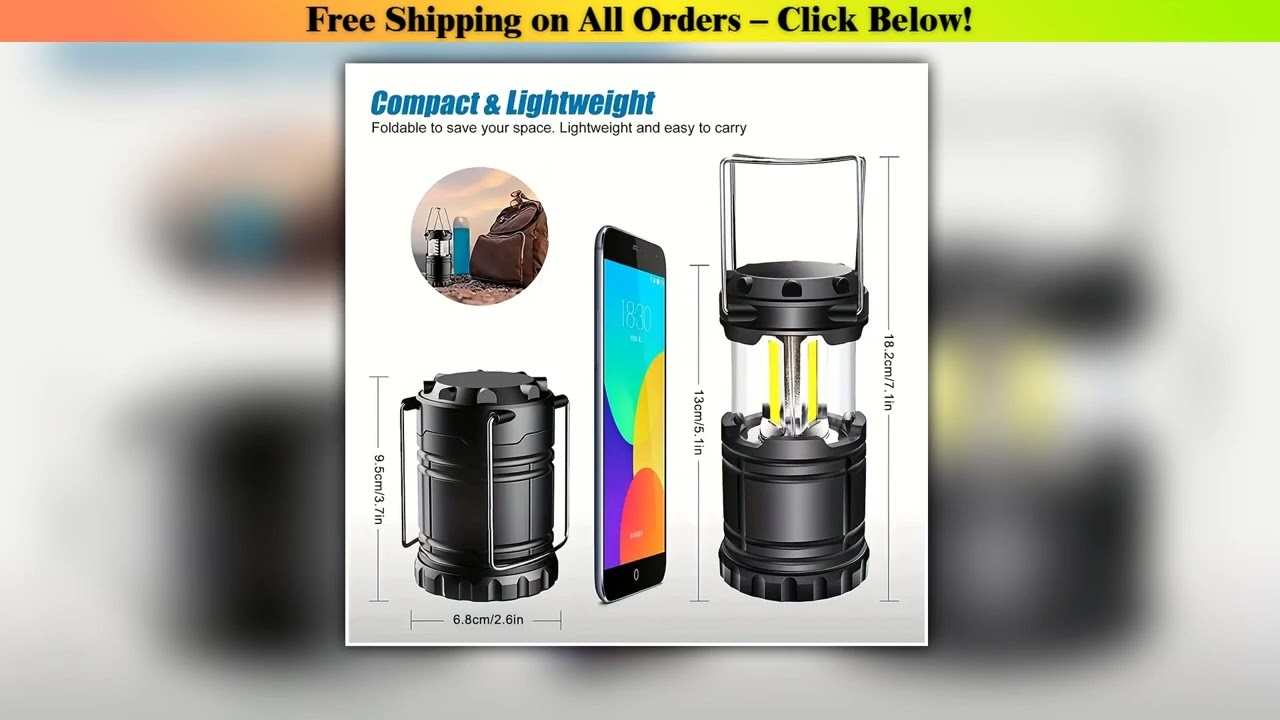 Camp Lamp, Outdoor Tent Light, Portable Lantern, Multifunctional Emergency Light, Battery Powered