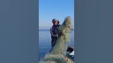 تلوين شباك الصيد الغزل بصبغة لون مياه البحر لصيد النهار صيادين بحيرة البردويل 