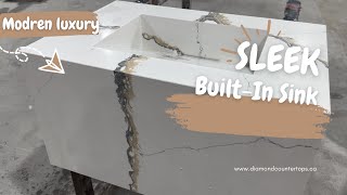 Quartz Ramp Built-In Sink Fabrication | Diamond Granite Countertops