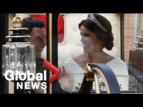 Princess Eugenie, Jack Brooksbank depart wedding by carriage
