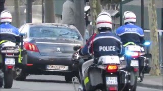 La police escort le Président français et le Roi du Maroc.