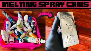 Spray Can Melting - Perfect Bar Trash To Treasure - ASMR Metal Melting - Nordic Gold - BigStackD