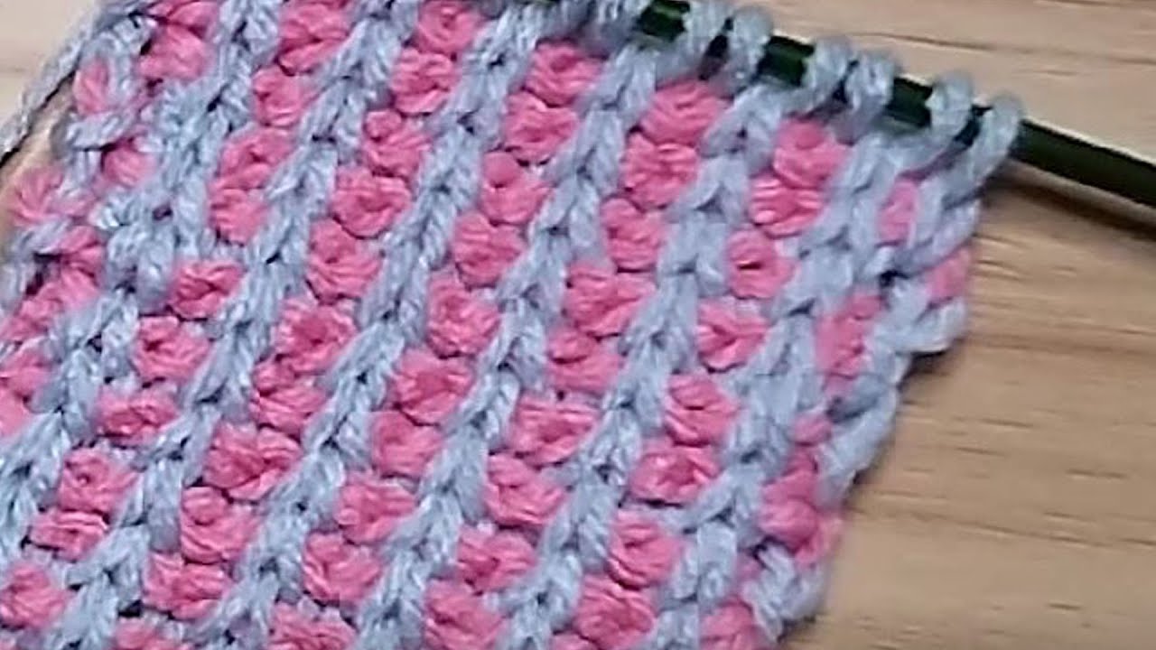 Two Color Rib Crochet Two Colors Tunisian Crochet Rib Stitch Tutorial - YouTube