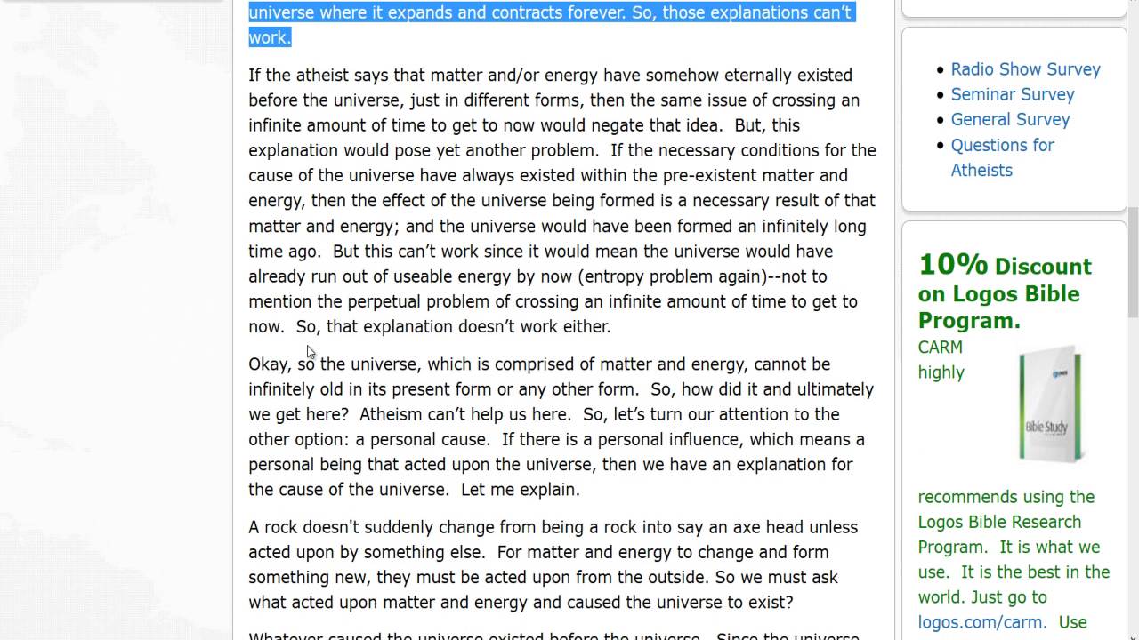 re the failure of atheism to account for existence youtube