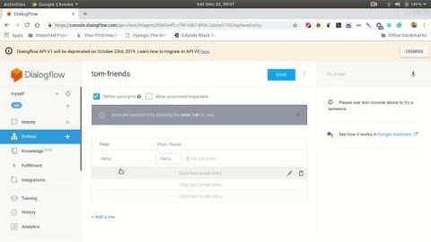 Entities And Intents in Dialogflow