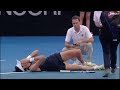 Garbine Muguruza collapses on the court (Brisbane 2018)