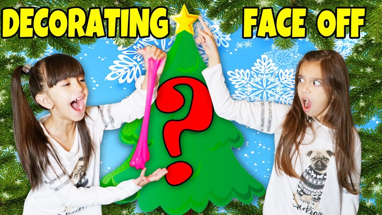 CHRISTMAS TREE DECORATING CHALLENGE - DIY Holiday Slime Ornaments | Emily and Evelyn
