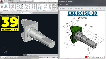 AutoCAD 3D Practice Exercise 39 | Mechanical Exercise 39 | Autocad 3D Example Tutorial 39 in Hindi |