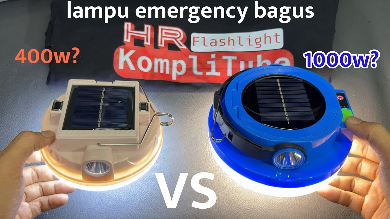 Lampu emergency multifungsi terang dengan tenaga surya H2S vs tanpa merk