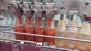 Hybrid System 4 Head Bottle Filling Capping Labelling System