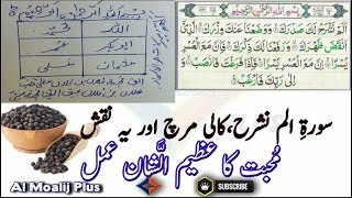 Asslam o alekum dosto, welcome to my channel on soorah e alam nashrah
ka amal muhabbat be nazeer naqsh get love baack by al moalij plus
dosto aaj ...