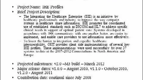 IHE Profiles - 2/24/2012