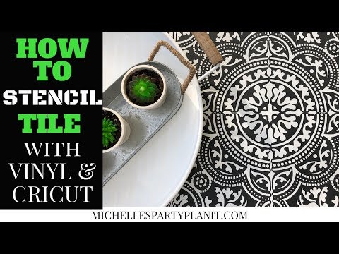 how to paint and stencil tile to refresh your patio furniture for summer