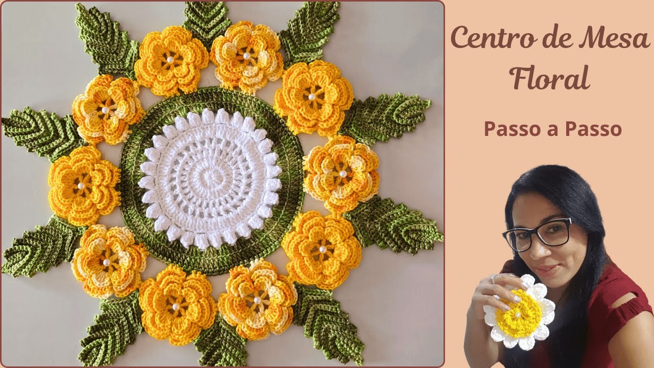 CENTRO DE MESA FLORAL DE CROCHÊ - Passo a Passo - Alvenir Svagera