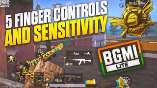 My 5 Finger Controls And Sensitivity | PUBG MOBILE LITE GAMEPLAY | OnePlus,9R,9,8T,7T,7,6T,8,N105G,N screenshot 1