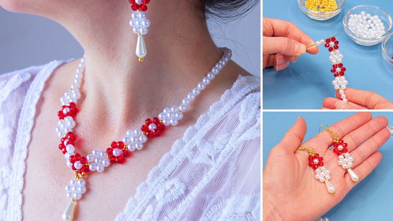 DIY jewelry idea gift a beaded necklace and earrings easily! YouTube