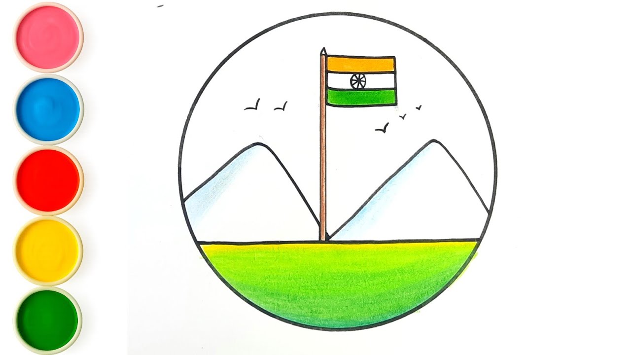 Republic Day Drawing | 26 January drawing easy | Very easy republic day drawing for kids | flag art 