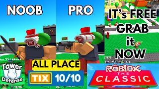 ALL TIX place and Complete Quest the Classic Toilet Tower Defense Roblox, May 24 2024